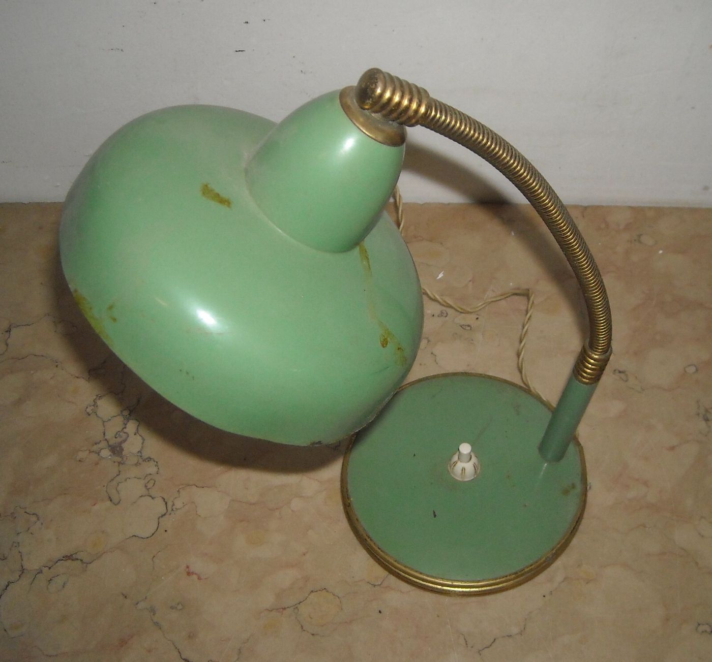 Modernariato, Design: Decorativa Lampada d'Epoca Laccata Verde