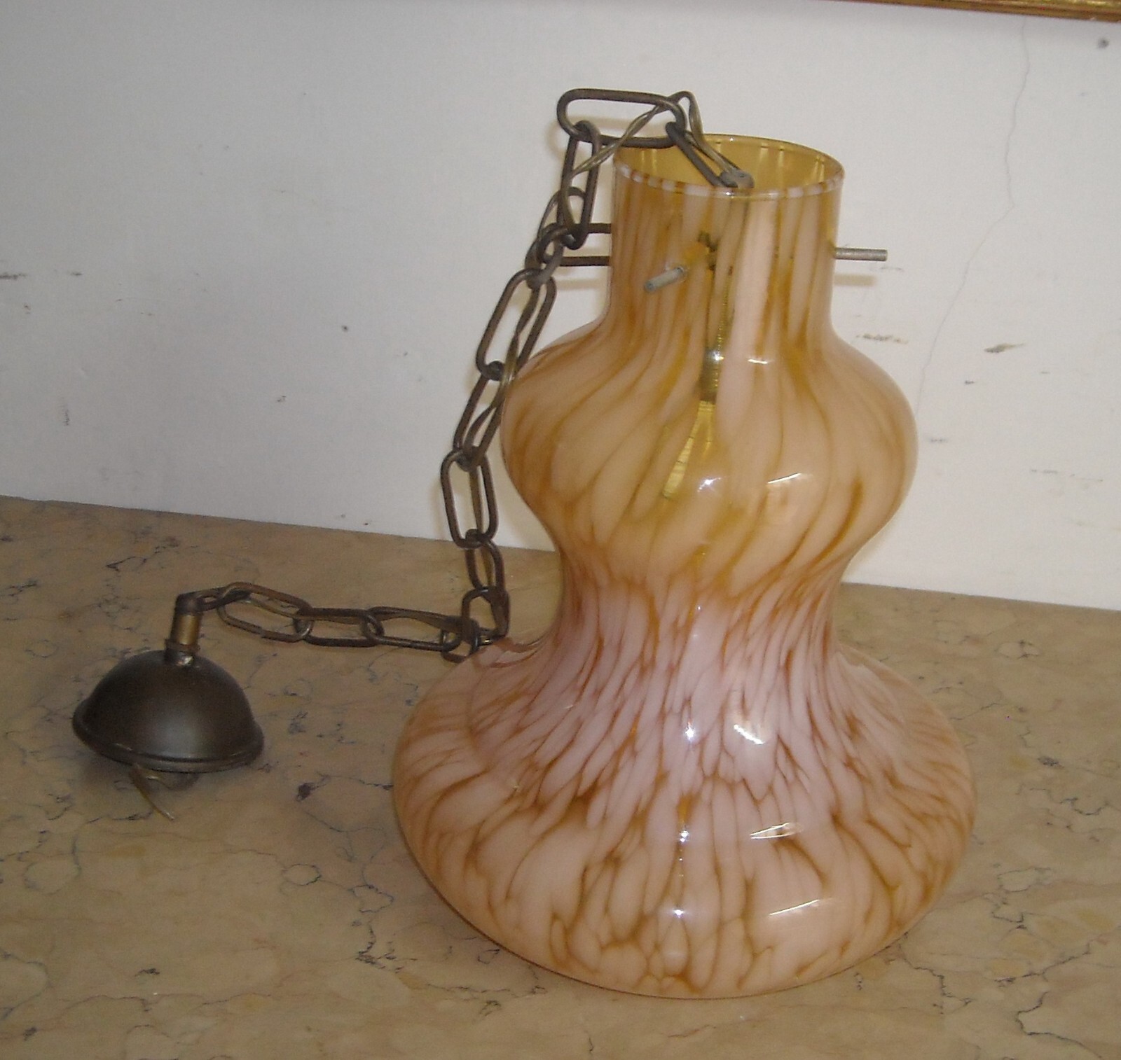 Lampada A Sospensione In Vetro Opalescente (modernariato)
