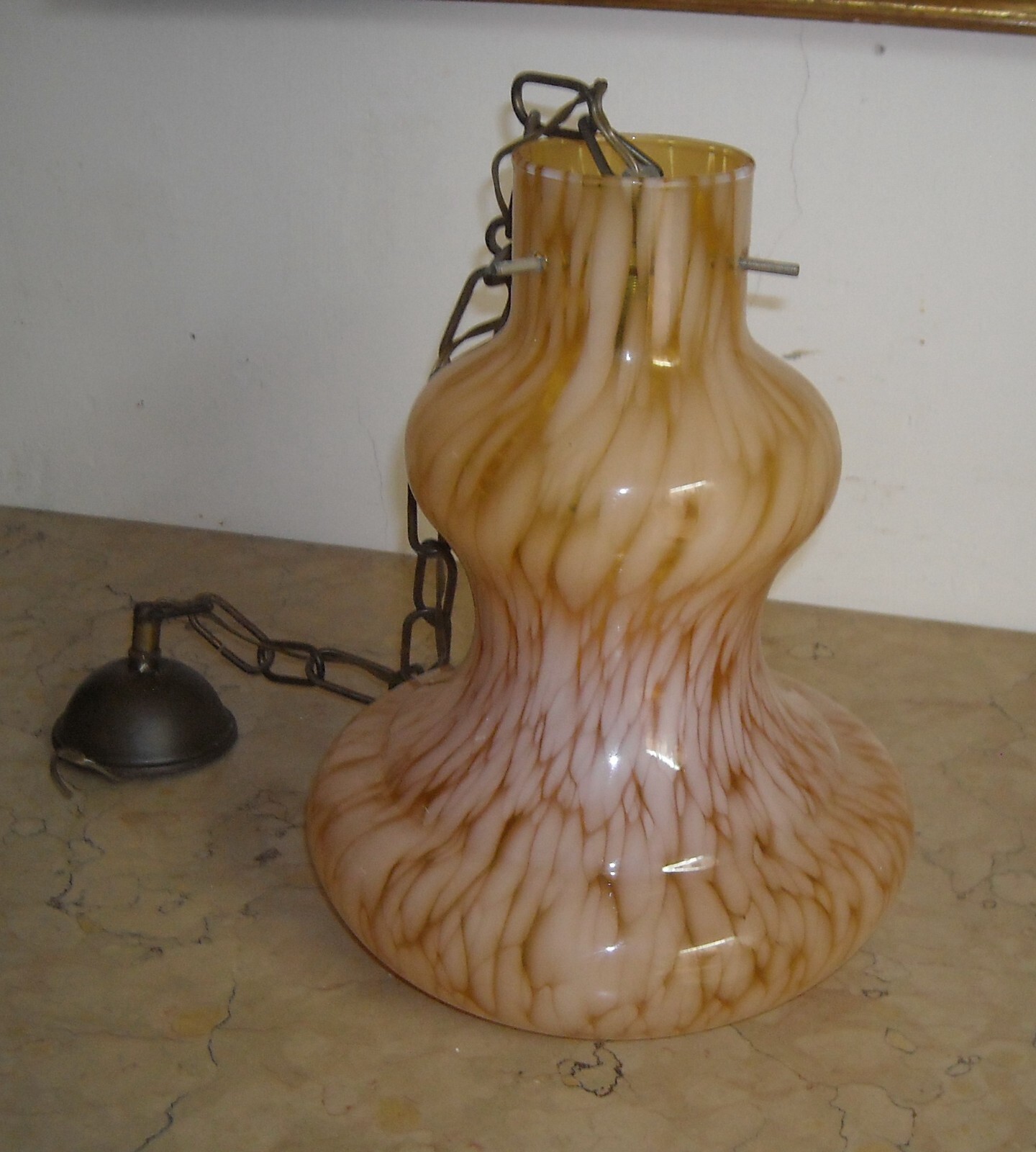 Lampada A Sospensione In Vetro Opalescente (modernariato)