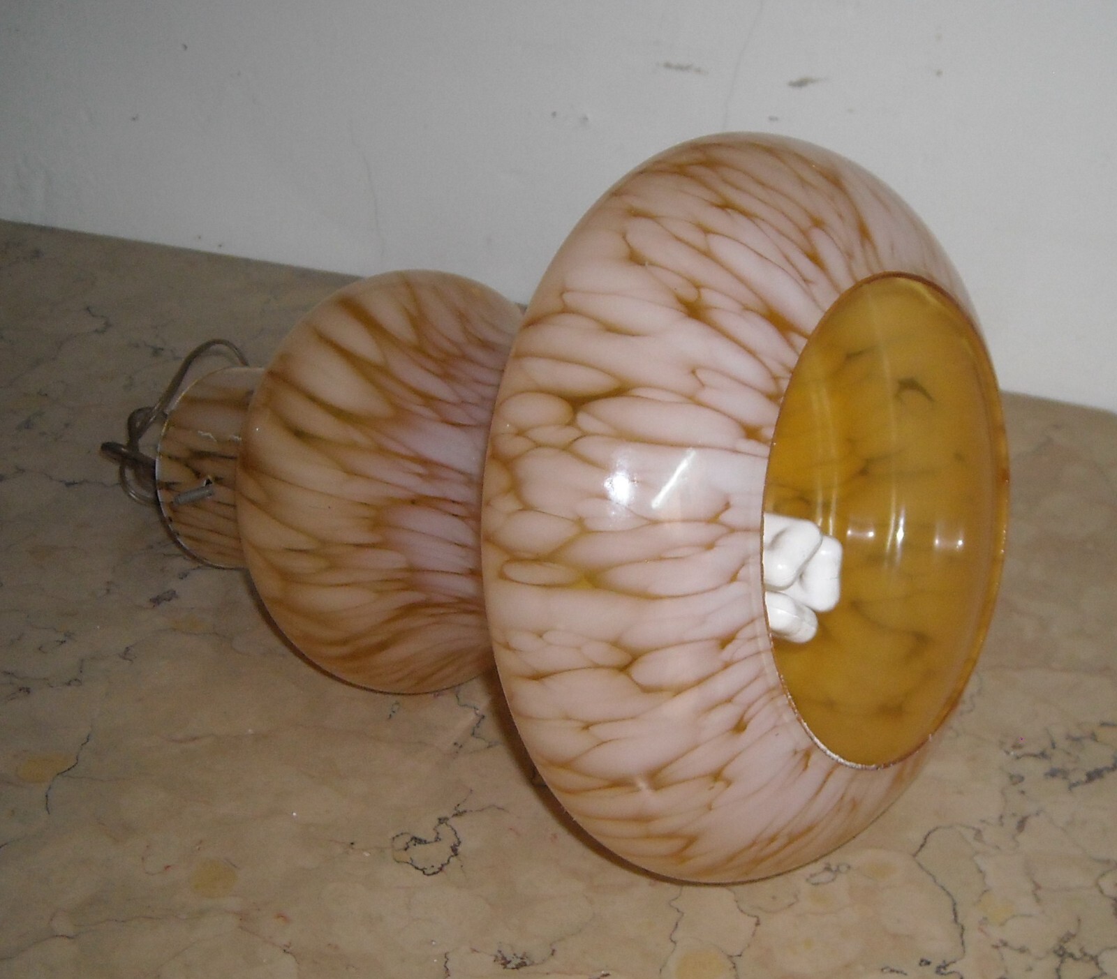 Lampada A Sospensione In Vetro Opalescente (modernariato)