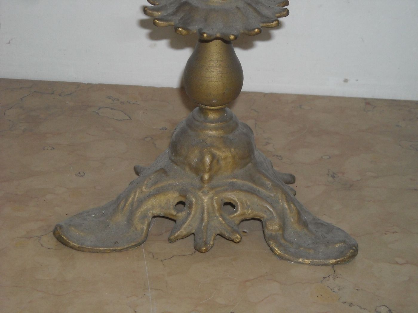 Antica Lampada Candelabro In Ottone Con Angelo, XIX Secolo