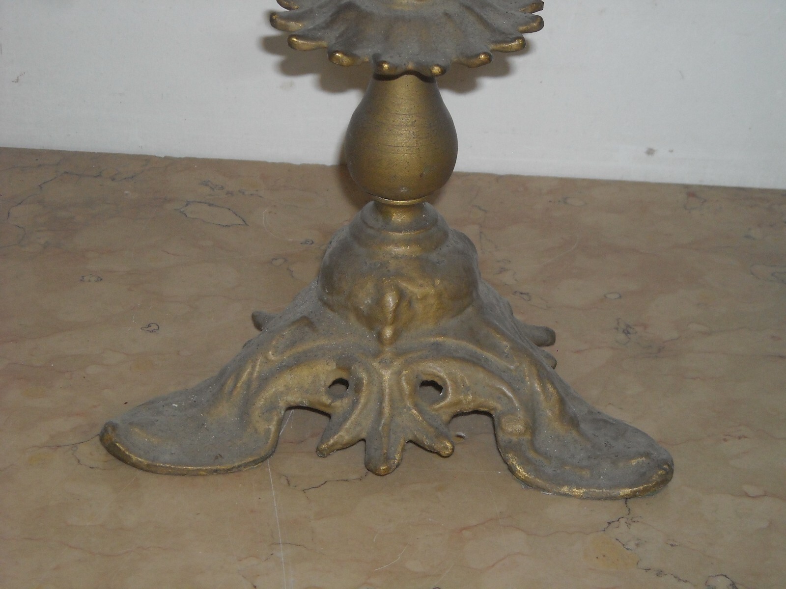 Antica Lampada Candelabro In Ottone Con Angelo, XIX Secolo