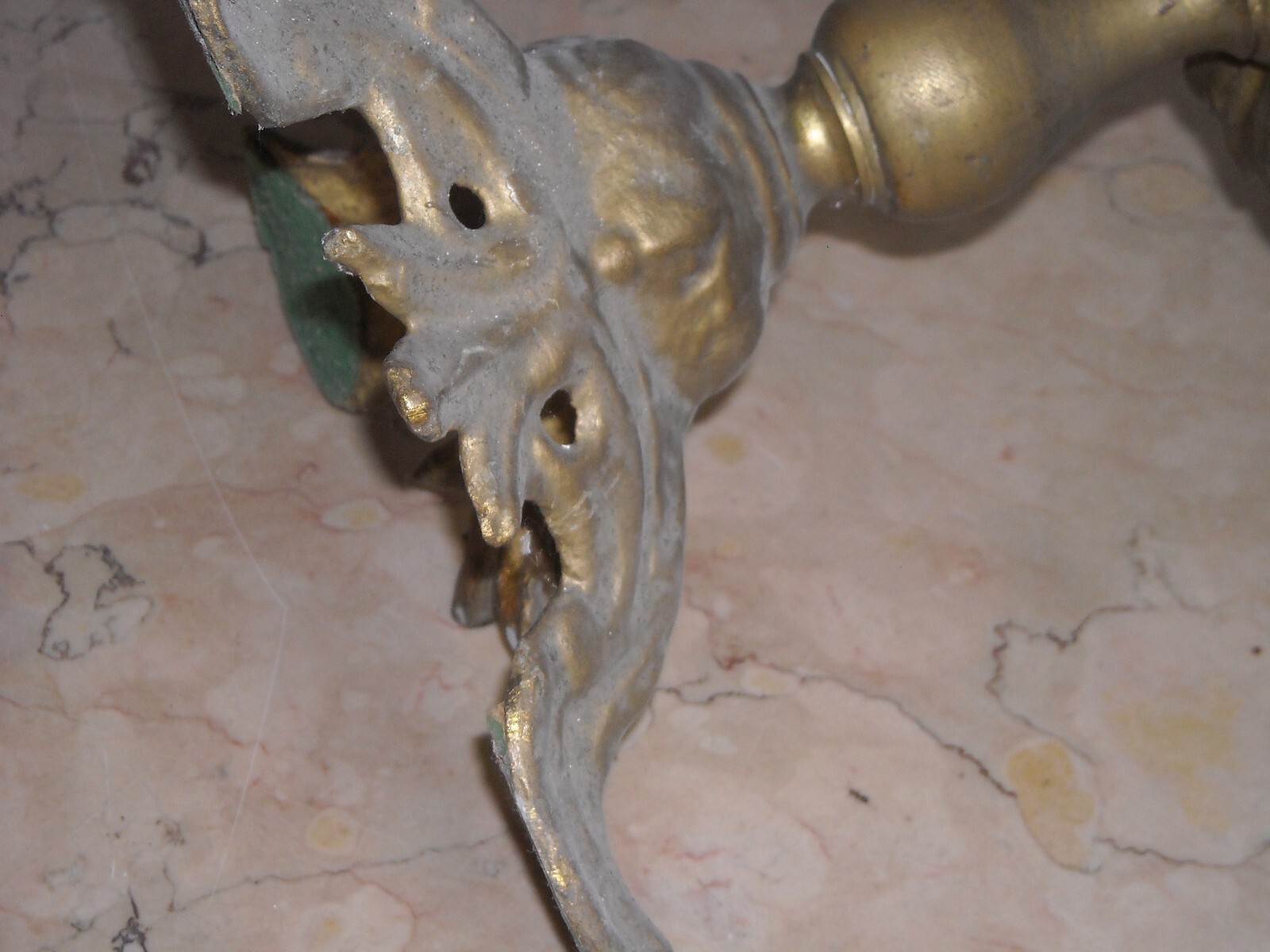 Antica Lampada Candelabro In Ottone Con Angelo, XIX Secolo