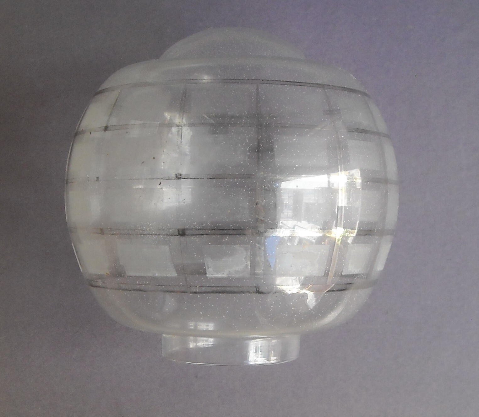 Inusuale Lampadario d'Epoca In Metallo Cromato E Vetri