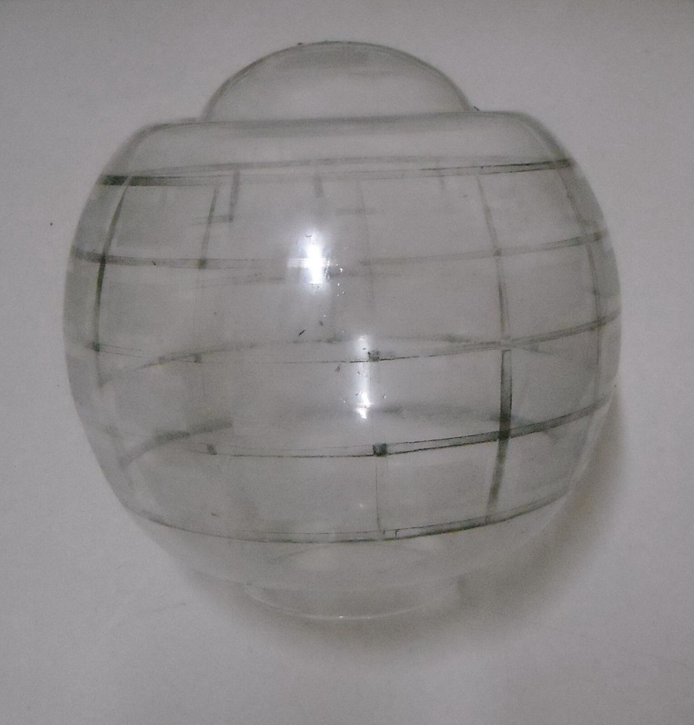 Inusuale Lampadario d'Epoca In Metallo Cromato E Vetri