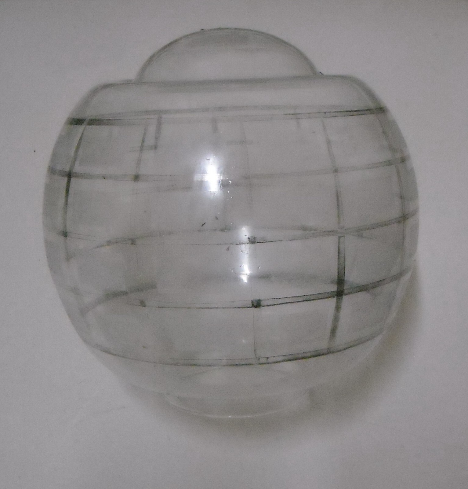 Inusuale Lampadario d'Epoca In Metallo Cromato E Vetri