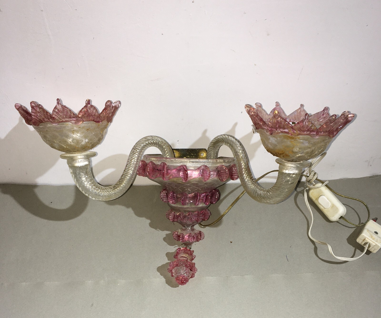 Illuminazione, Arti Decorative: Lampada In Vetro, Applique d'Epoca, Forse Venini