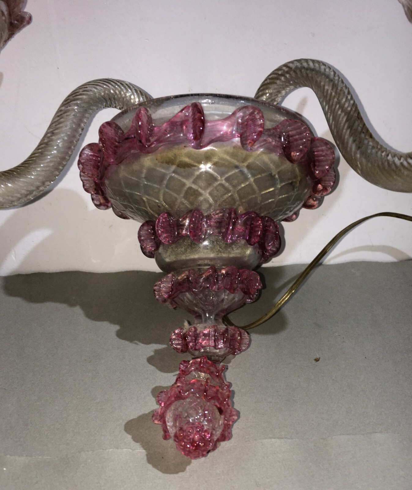 Illuminazione, Arti Decorative: Lampada In Vetro, Applique d'Epoca, Forse Venini