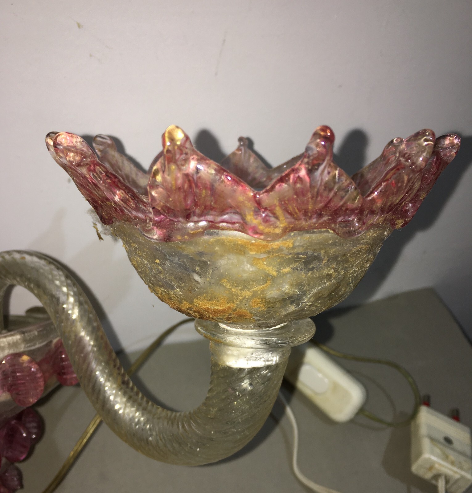 Illuminazione, Arti Decorative: Lampada In Vetro, Applique d'Epoca, Forse Venini