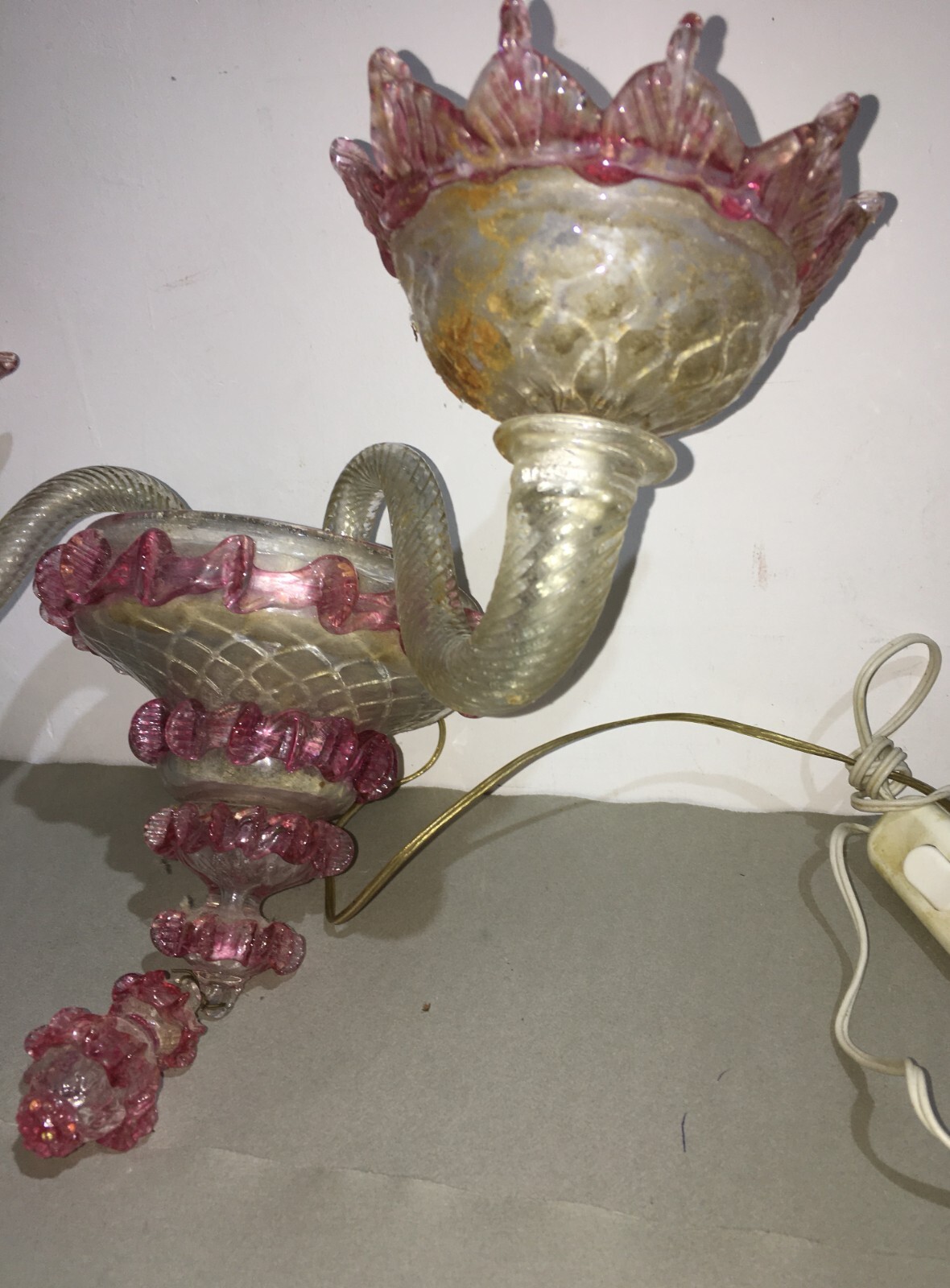 Illuminazione, Arti Decorative: Lampada In Vetro, Applique d'Epoca, Forse Venini