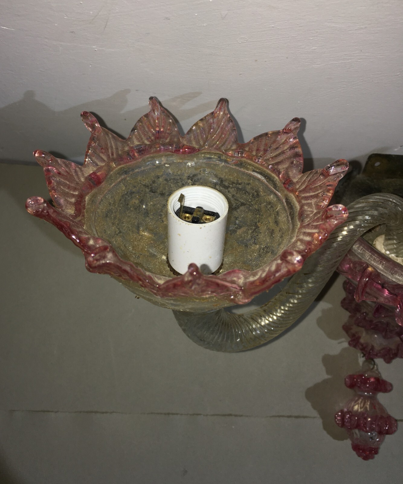 Illuminazione, Arti Decorative: Lampada In Vetro, Applique d'Epoca, Forse Venini