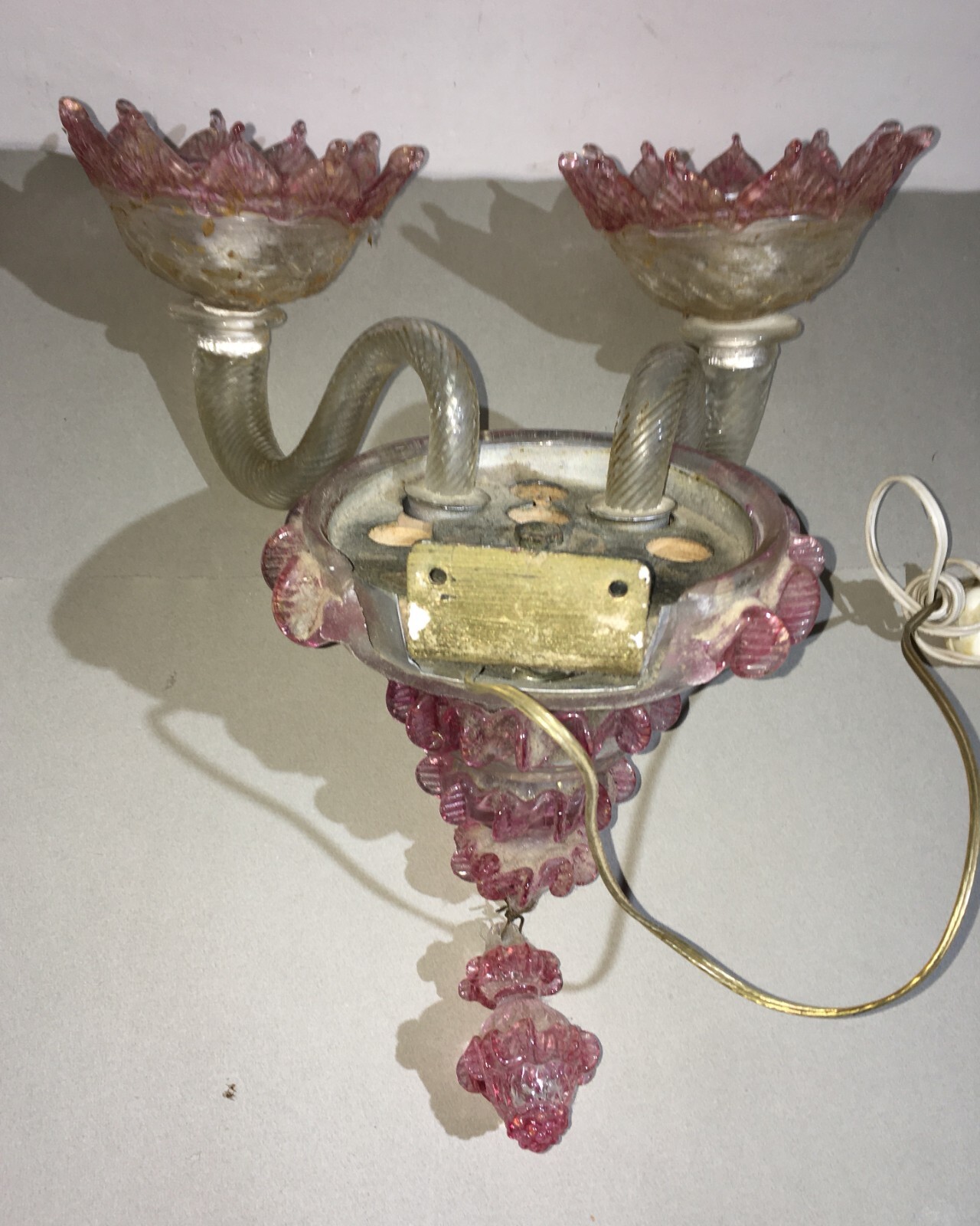 Illuminazione, Arti Decorative: Lampada In Vetro, Applique d'Epoca, Forse Venini