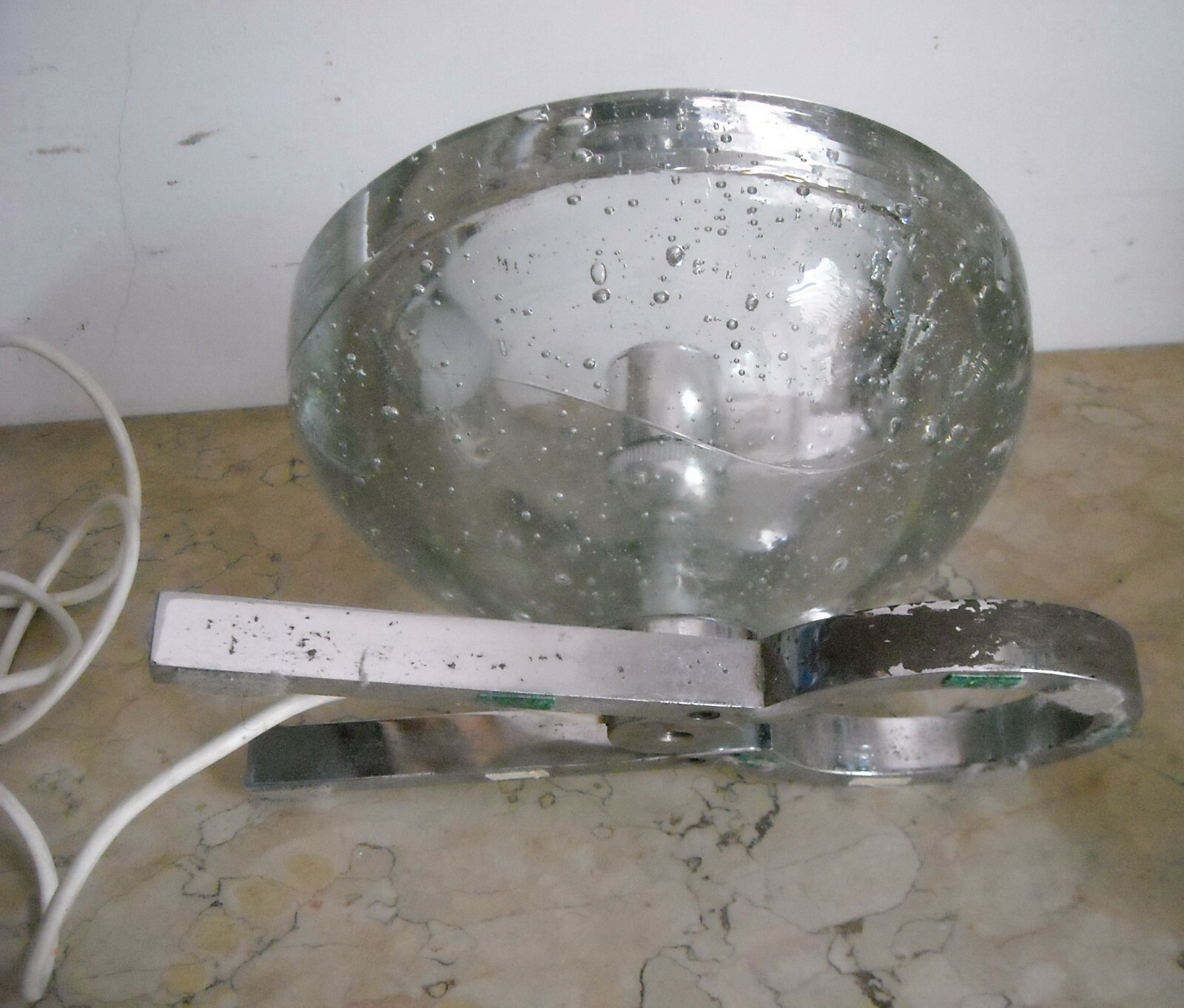 Lampada Da Tavolo In Vetro Massiccio Sferico   Design Anni '70