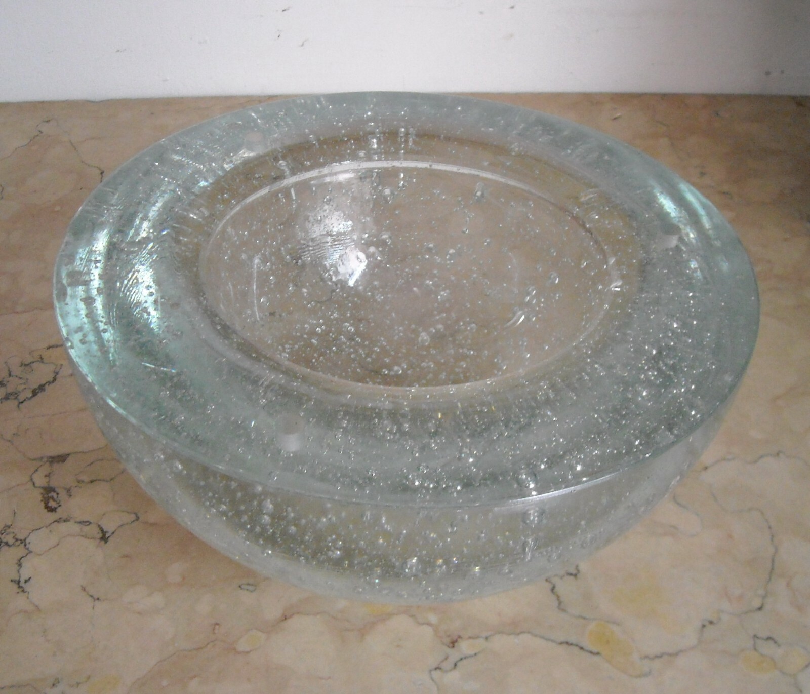 Lampada Da Tavolo In Vetro Massiccio Sferico   Design Anni '70
