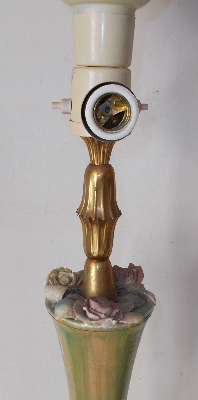 Modernariato, Design: Decorativa Lampada d'Epoca Piantana Anni '50 Con Decori Floreali