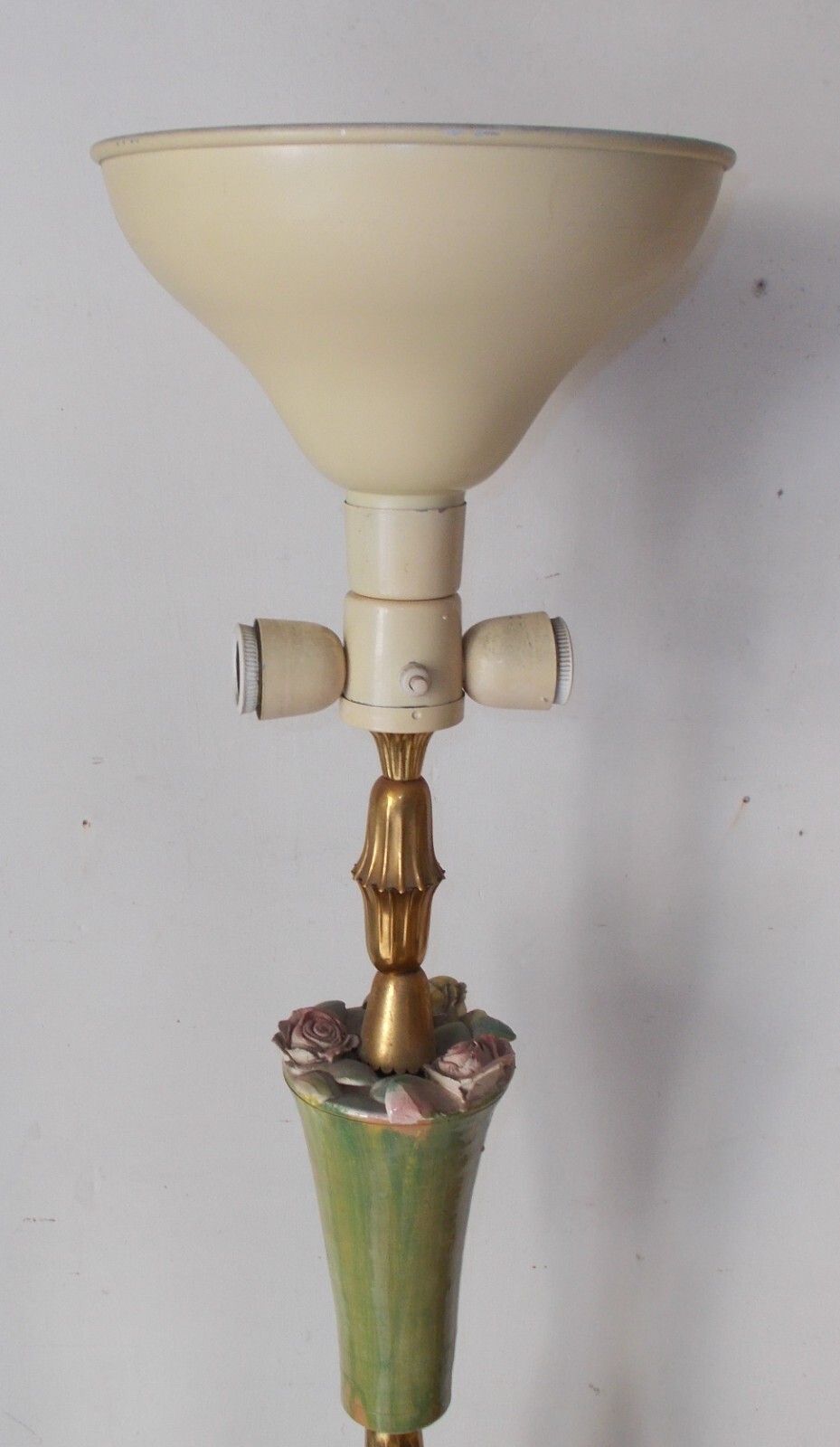 Modernariato, Design: Decorativa Lampada d'Epoca Piantana Anni '50 Con Decori Floreali