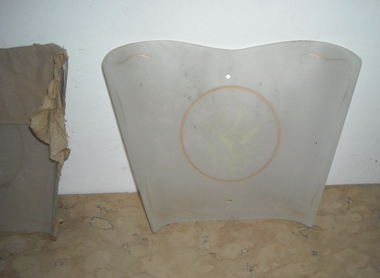 Vetro Decorativo Per Lampada Con Motivi A Spighe Di Grano, Metà Del Novecento