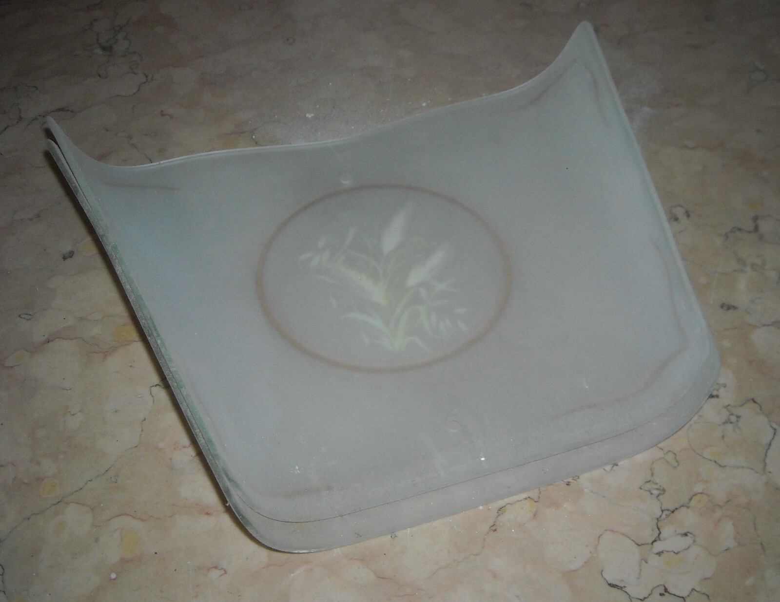 Vetro Decorativo Per Lampada Con Motivi A Spighe Di Grano, Metà Del Novecento