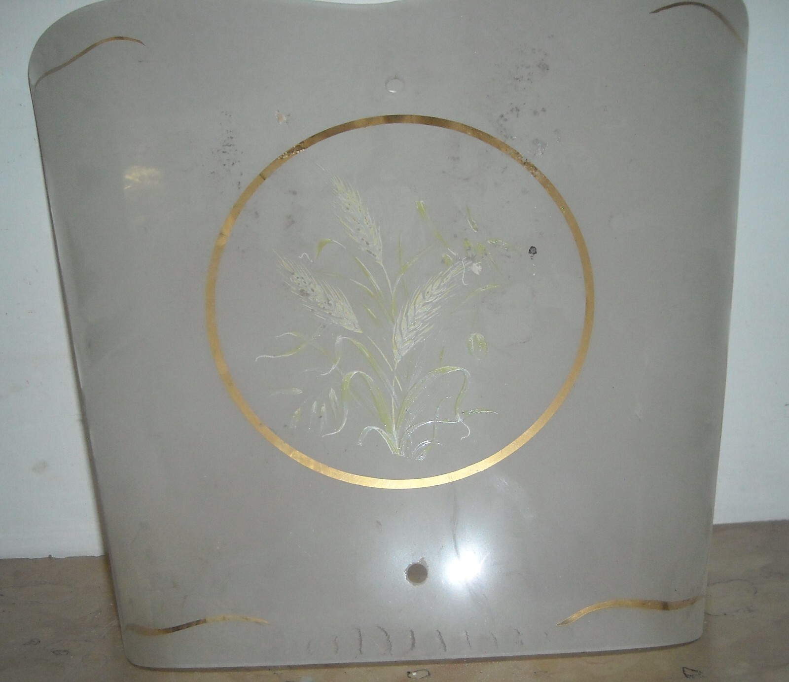 Vetro Decorativo Per Lampada Con Motivi A Spighe Di Grano, Metà Del Novecento