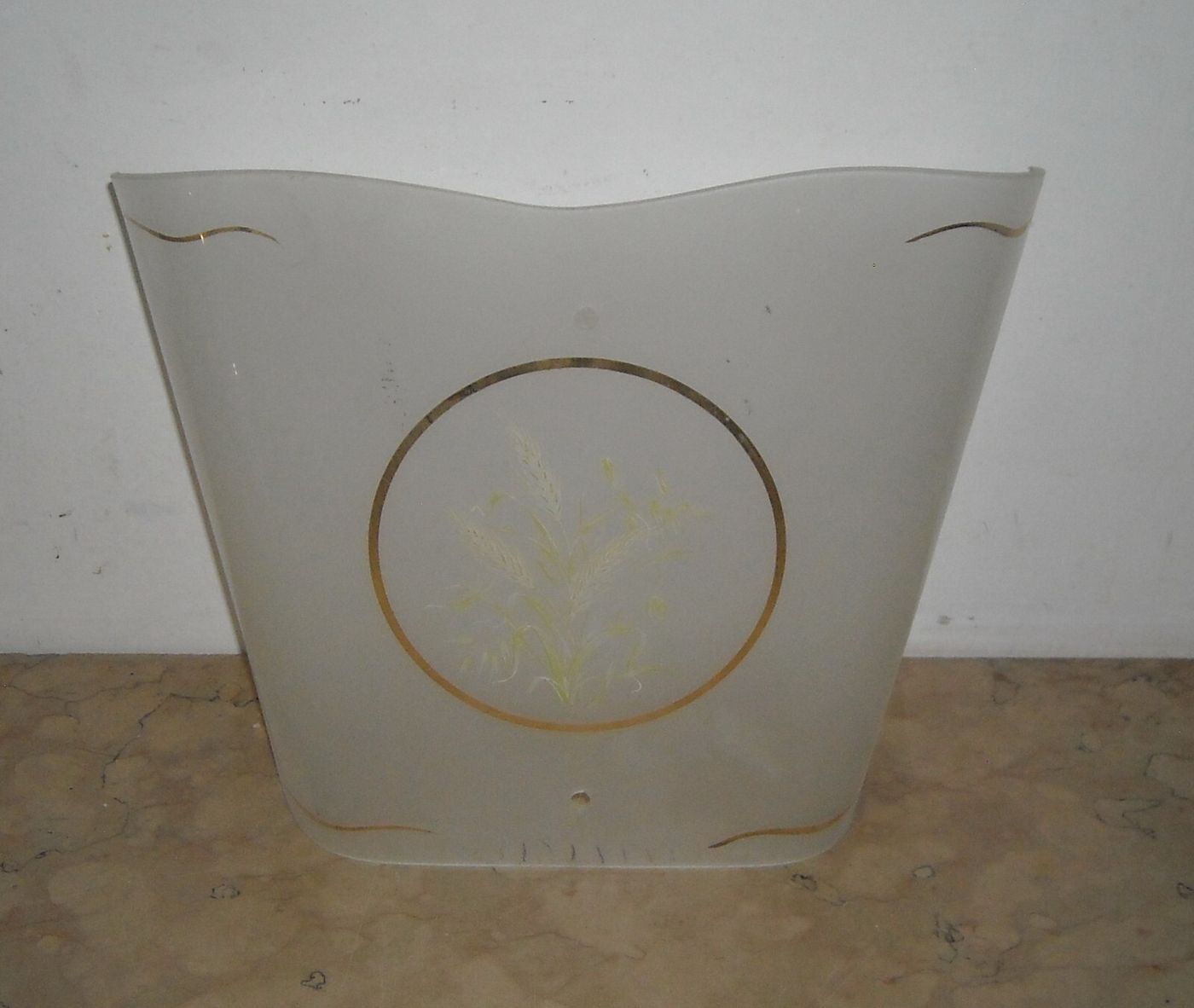 Vetro Decorativo Per Lampada Con Motivi A Spighe Di Grano, Metà Del Novecento