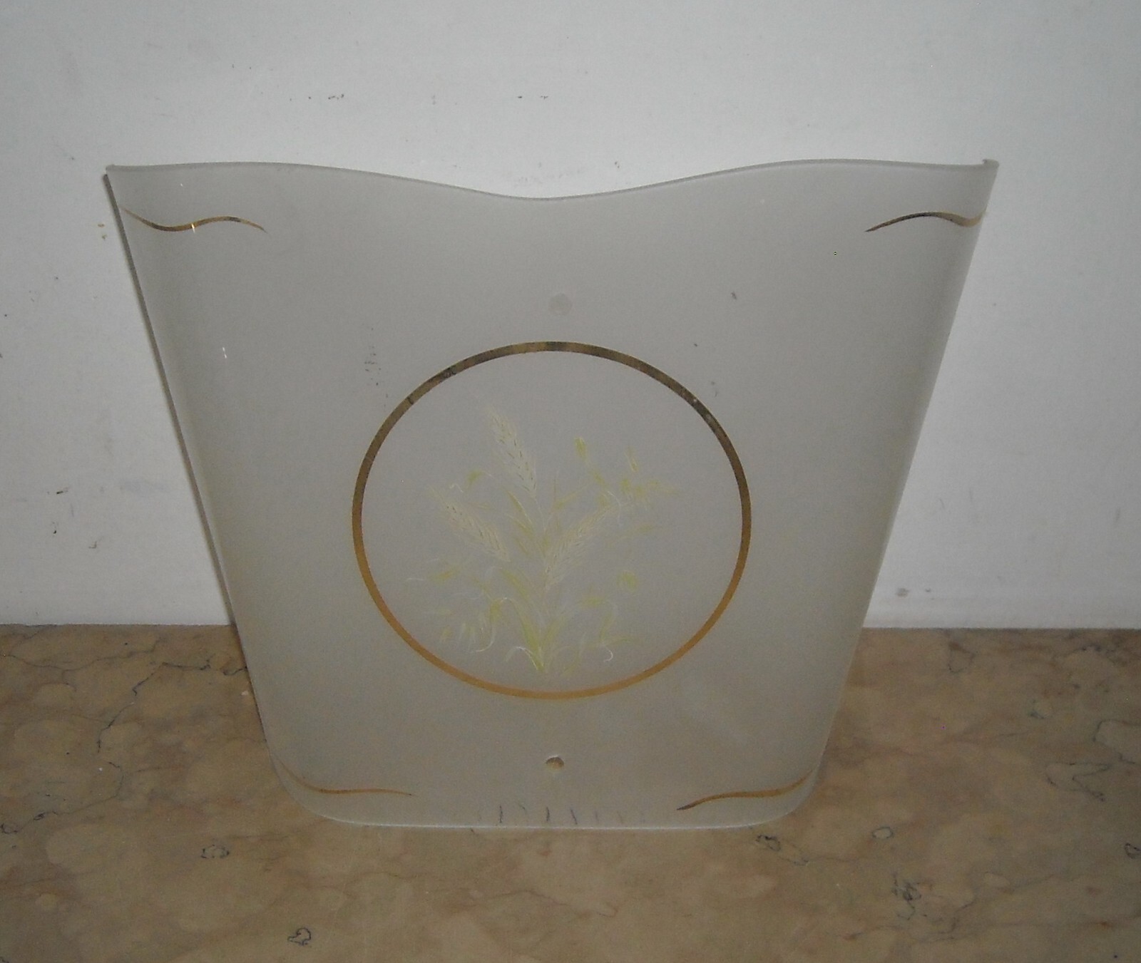 Vetro Decorativo Per Lampada Con Motivi A Spighe Di Grano, Metà Del Novecento