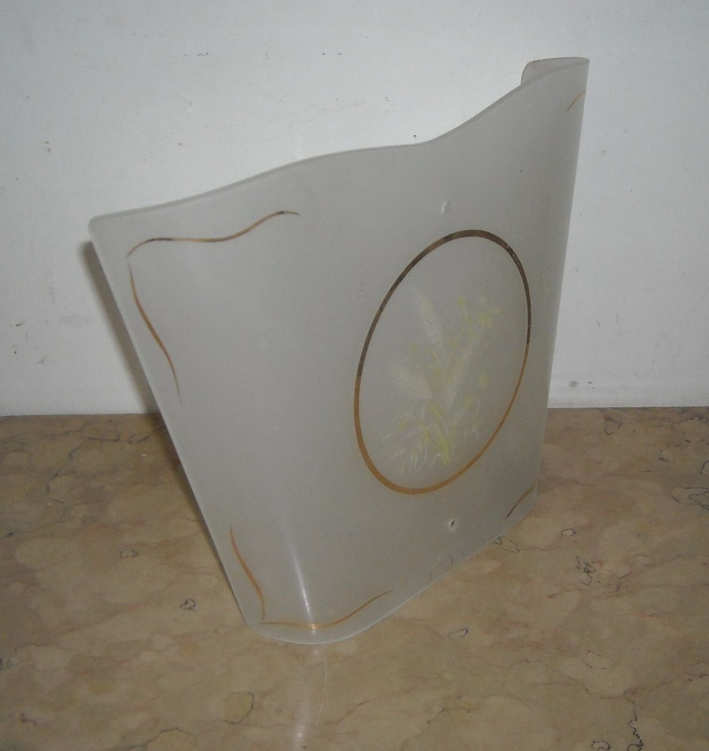 Vetro Decorativo Per Lampada Con Motivi A Spighe Di Grano, Metà Del Novecento