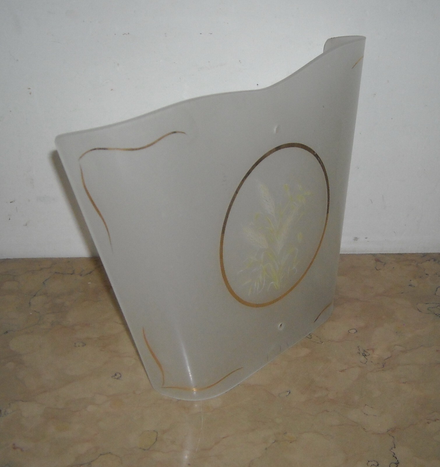 Vetro Decorativo Per Lampada Con Motivi A Spighe Di Grano, Metà Del Novecento