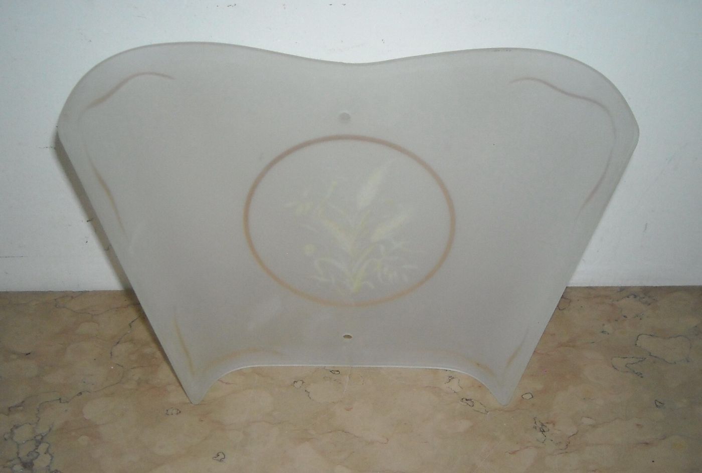 Vetro Decorativo Per Lampada Con Motivi A Spighe Di Grano, Metà Del Novecento