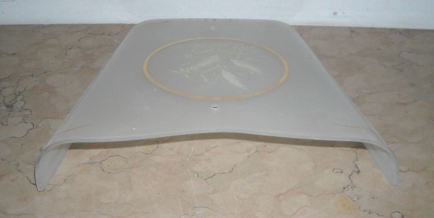 Vetro Decorativo Per Lampada Con Motivi A Spighe Di Grano, Metà Del Novecento