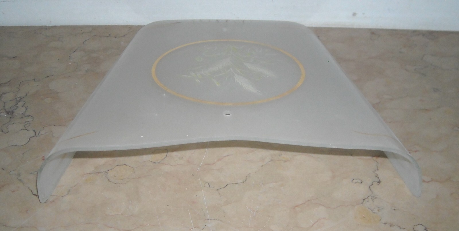 Vetro Decorativo Per Lampada Con Motivi A Spighe Di Grano, Metà Del Novecento