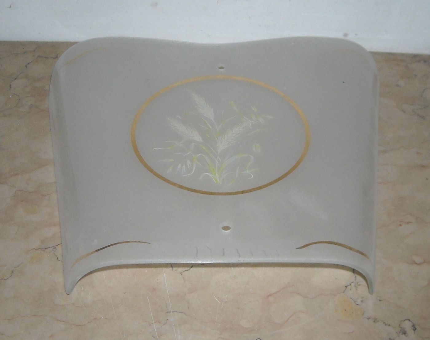 Vetro Decorativo Per Lampada Con Motivi A Spighe Di Grano, Metà Del Novecento