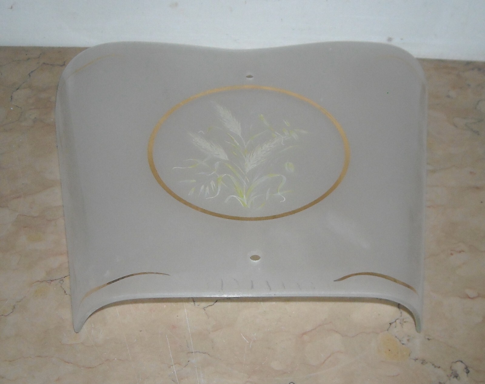 Vetro Decorativo Per Lampada Con Motivi A Spighe Di Grano, Metà Del Novecento