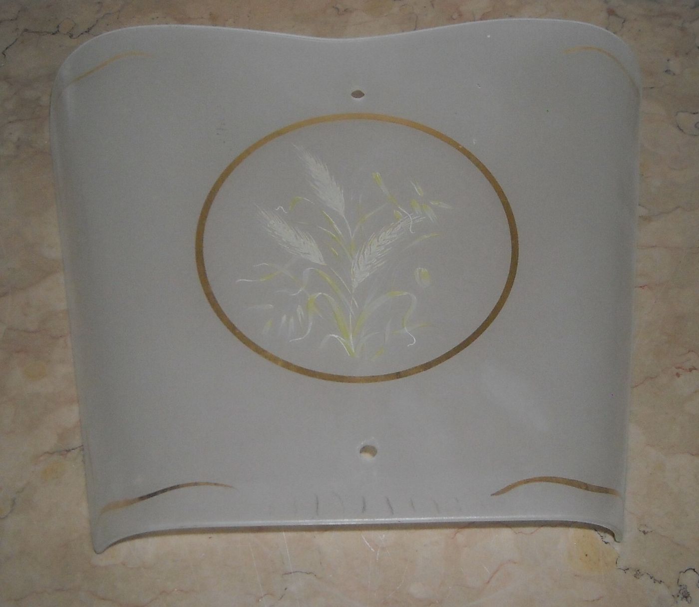 Vetro Decorativo Per Lampada Con Motivi A Spighe Di Grano, Metà Del Novecento