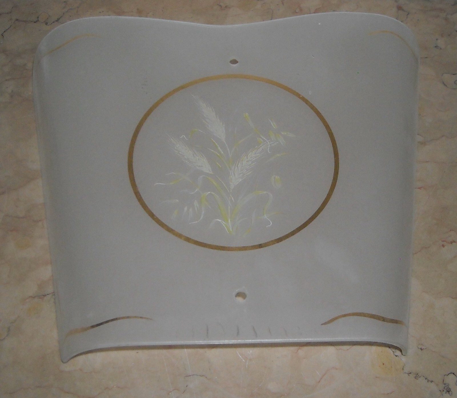 Vetro Decorativo Per Lampada Con Motivi A Spighe Di Grano, Metà Del Novecento