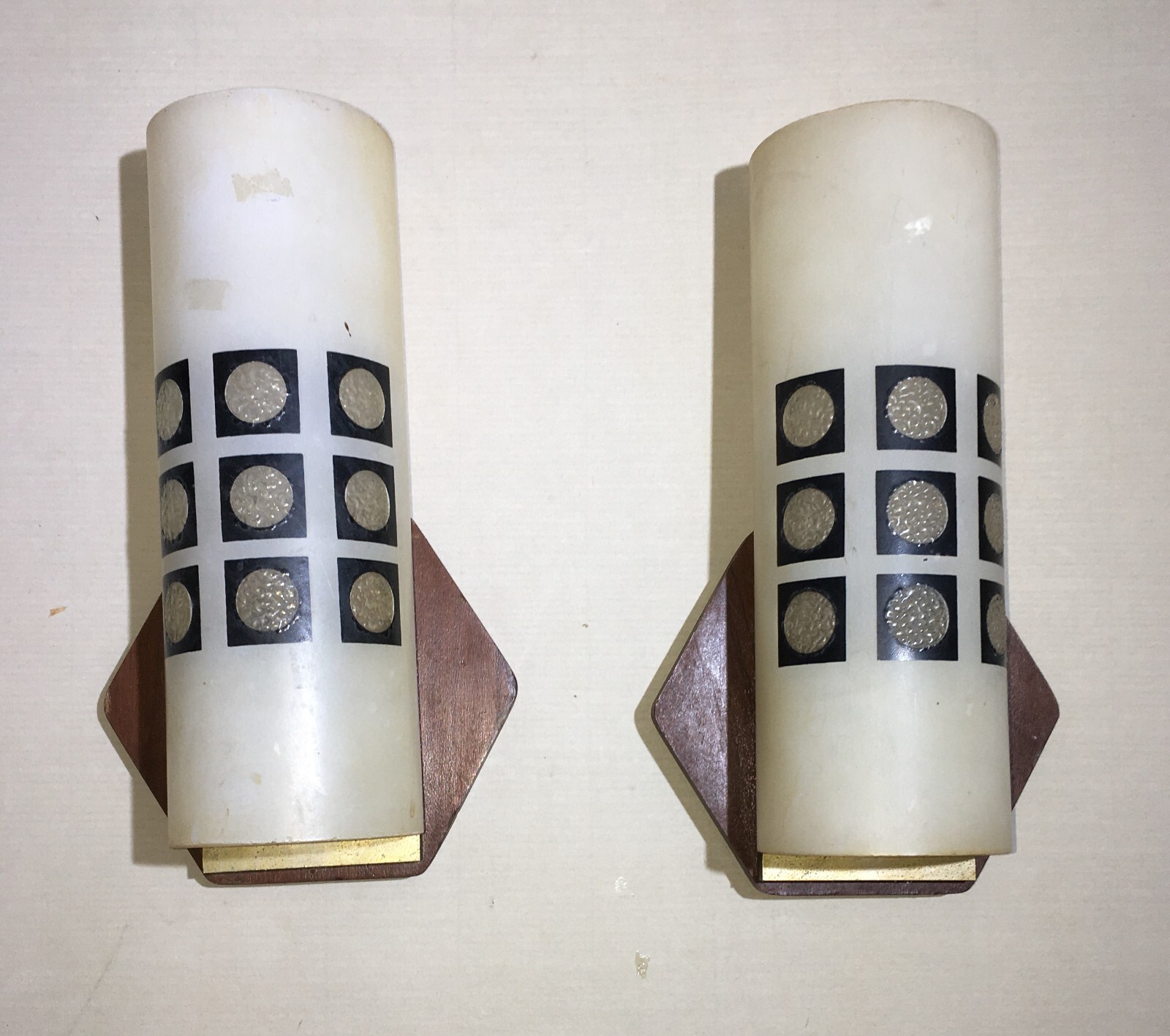 Coppia Di Appliques In Vetro E Legno, Era Gio Ponti