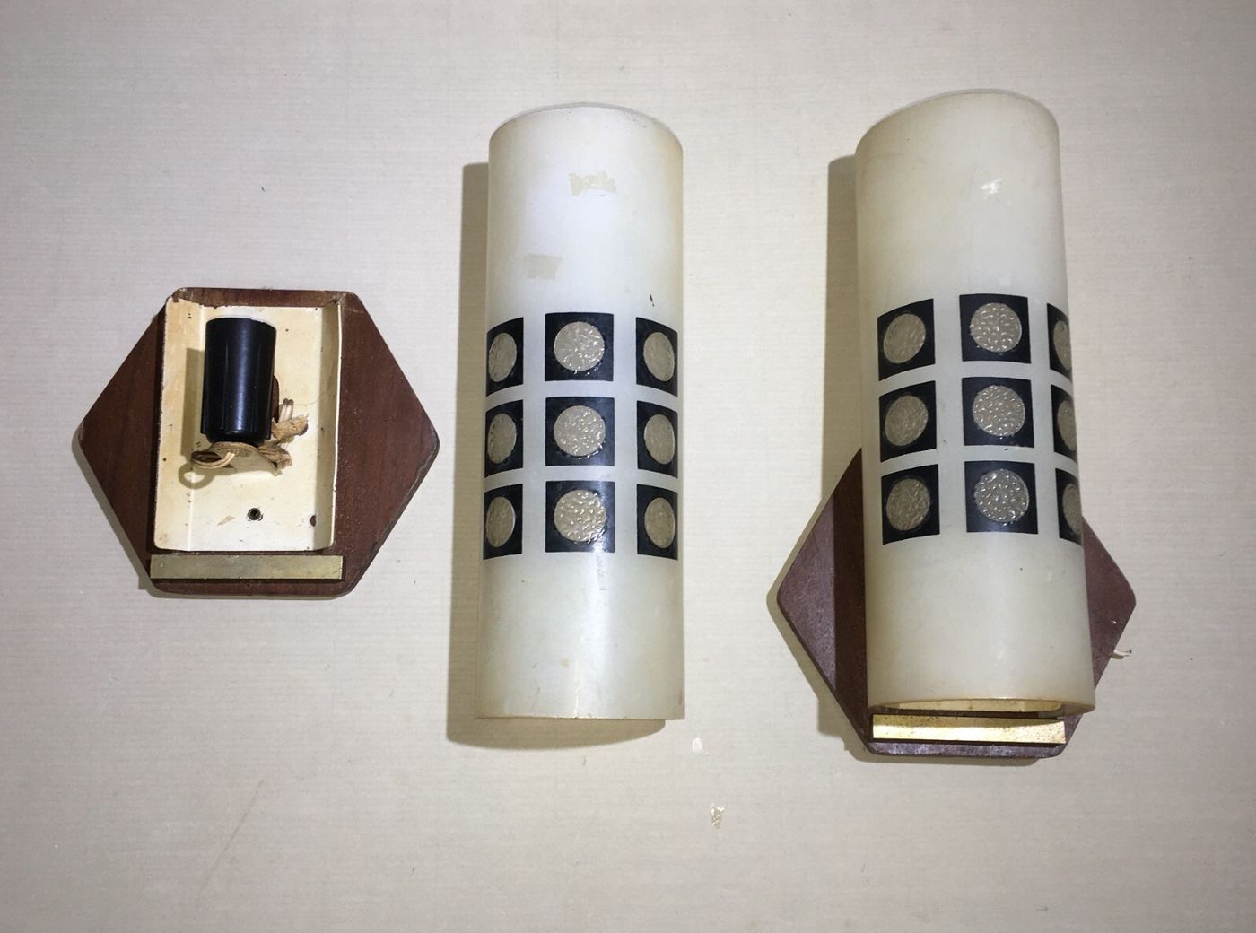 Coppia Di Appliques In Vetro E Legno, Era Gio Ponti