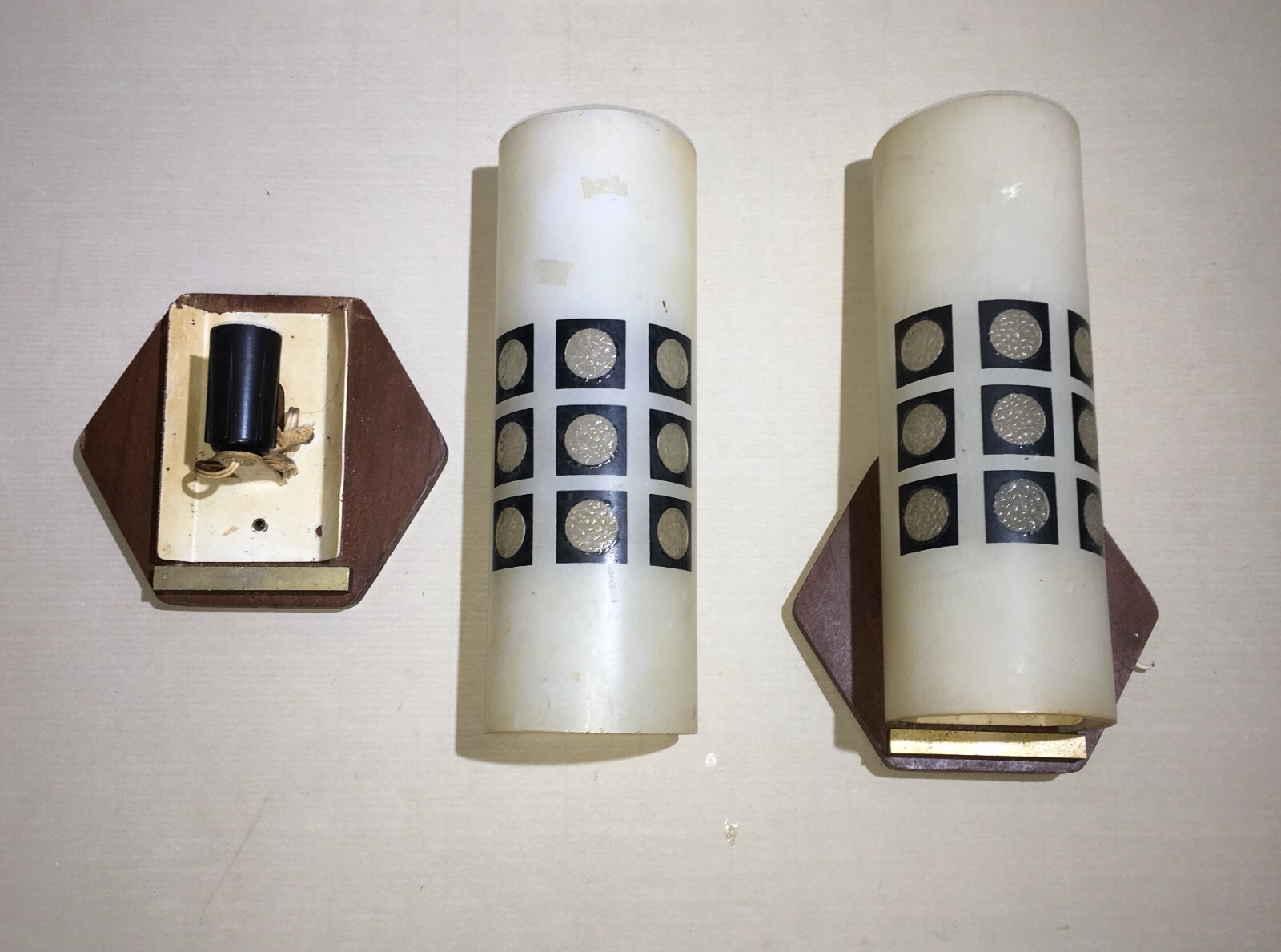 Coppia Di Appliques In Vetro E Legno, Era Gio Ponti