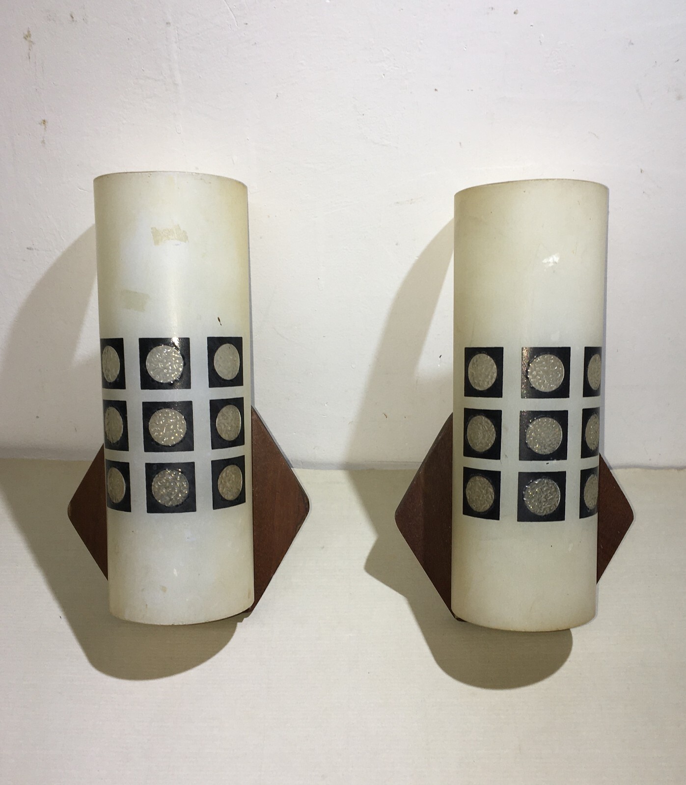 Coppia Di Appliques In Vetro E Legno, Era Gio Ponti