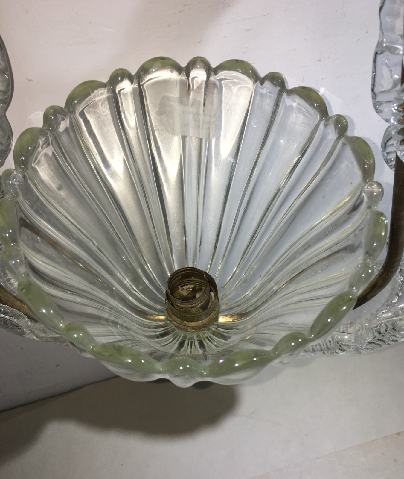 Lampada A Sospensione In Vetro Artistico Modellato E Ottone