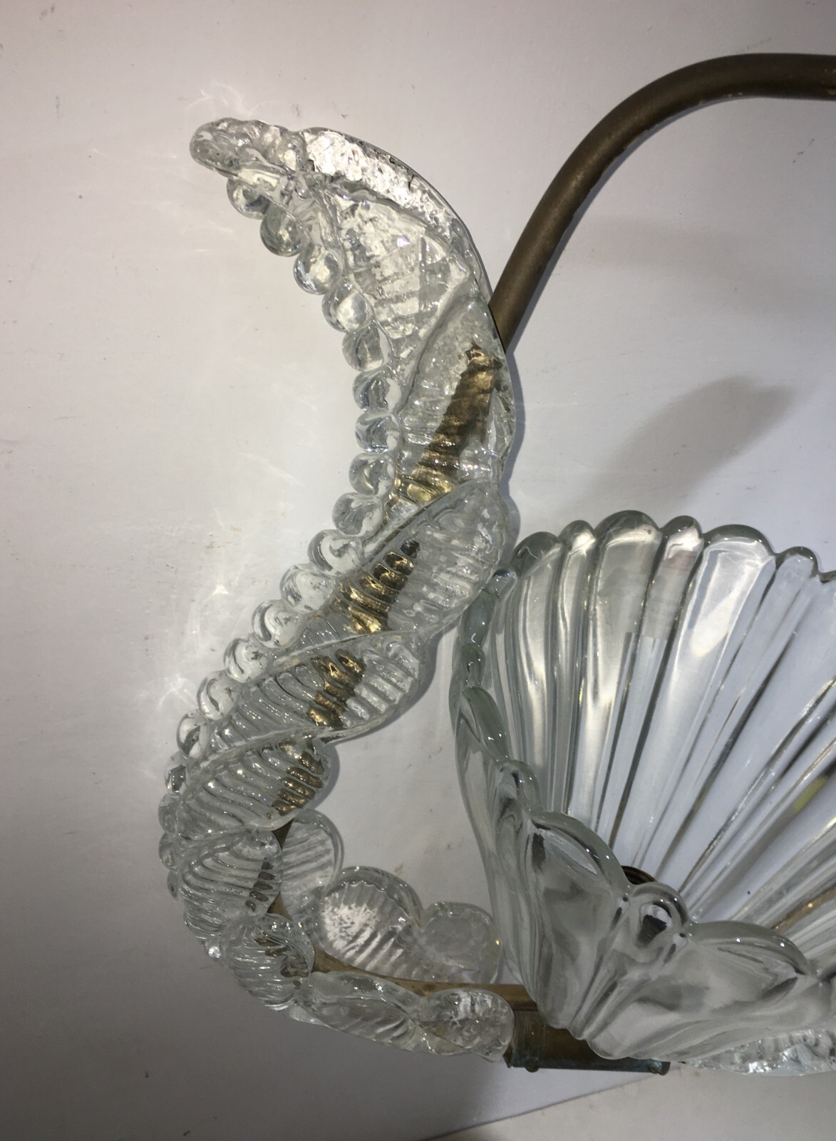 Lampada A Sospensione In Vetro Artistico Modellato E Ottone