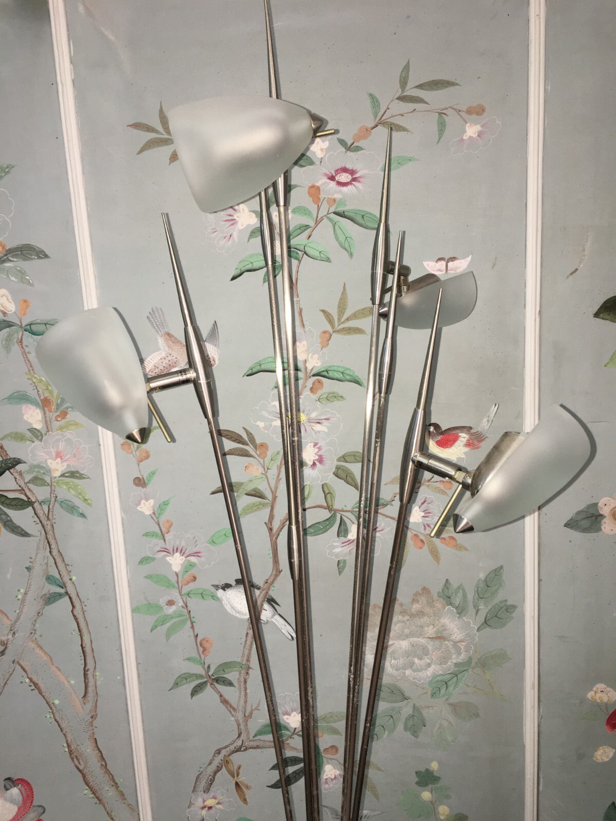 Lampada Piantana Aureliano Toso In Vetro Di Murano E Metallo