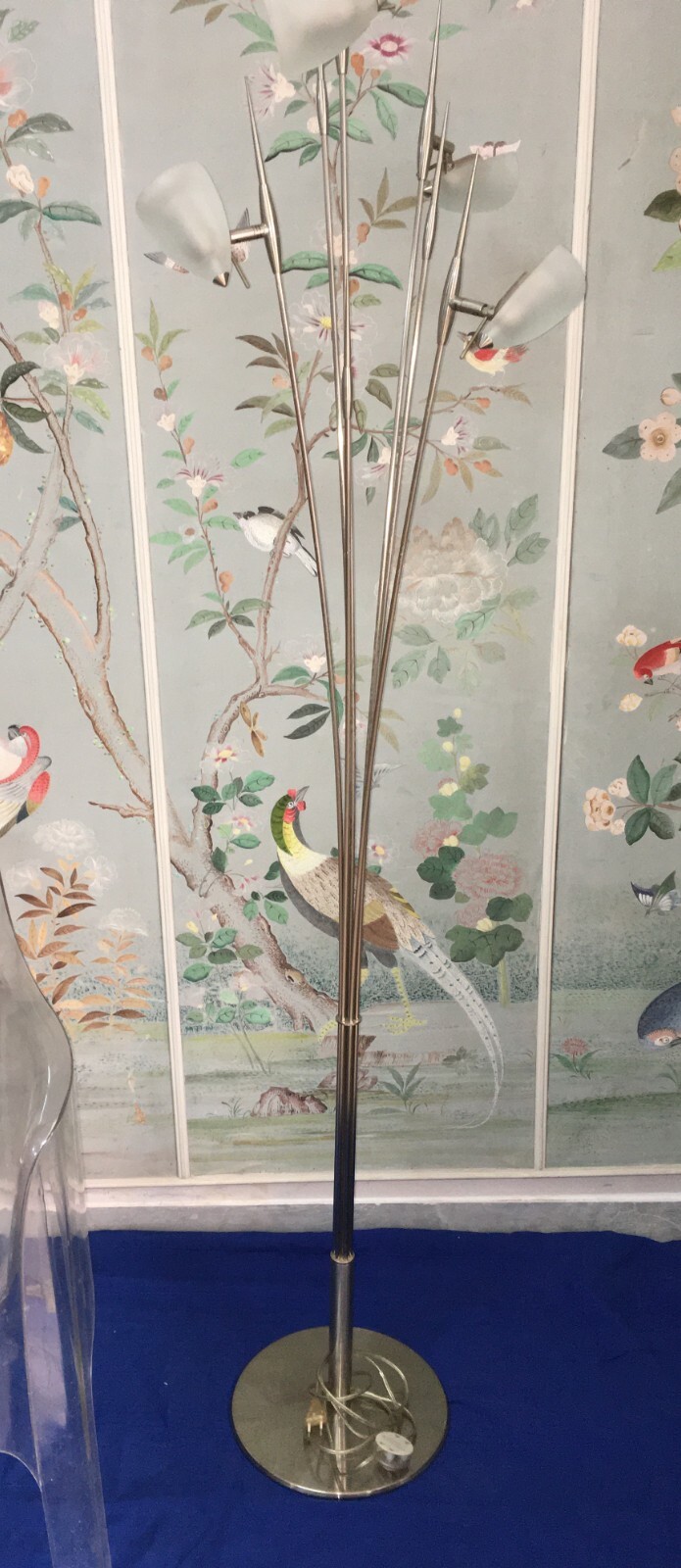 Lampada Piantana Aureliano Toso In Vetro Di Murano E Metallo
