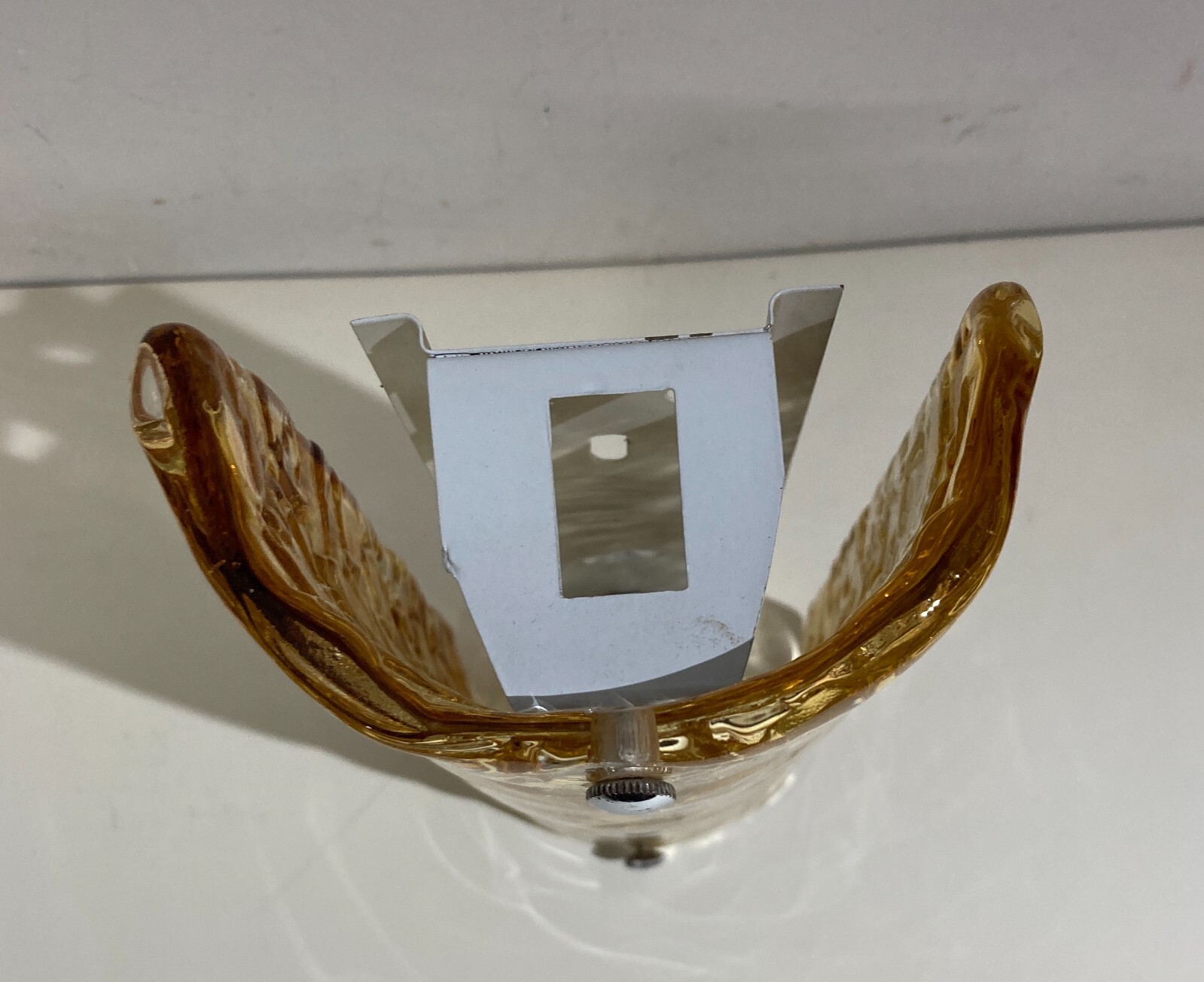 Design Modernariato, Illuminazione In Vetro Ambrato, Lampada Applique Decorativa