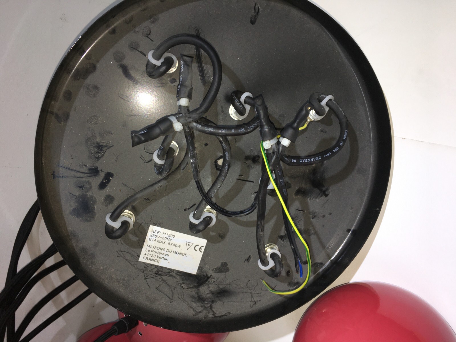 Lampadario Design A Sospensione Space Age Con Otto Globi Rossi