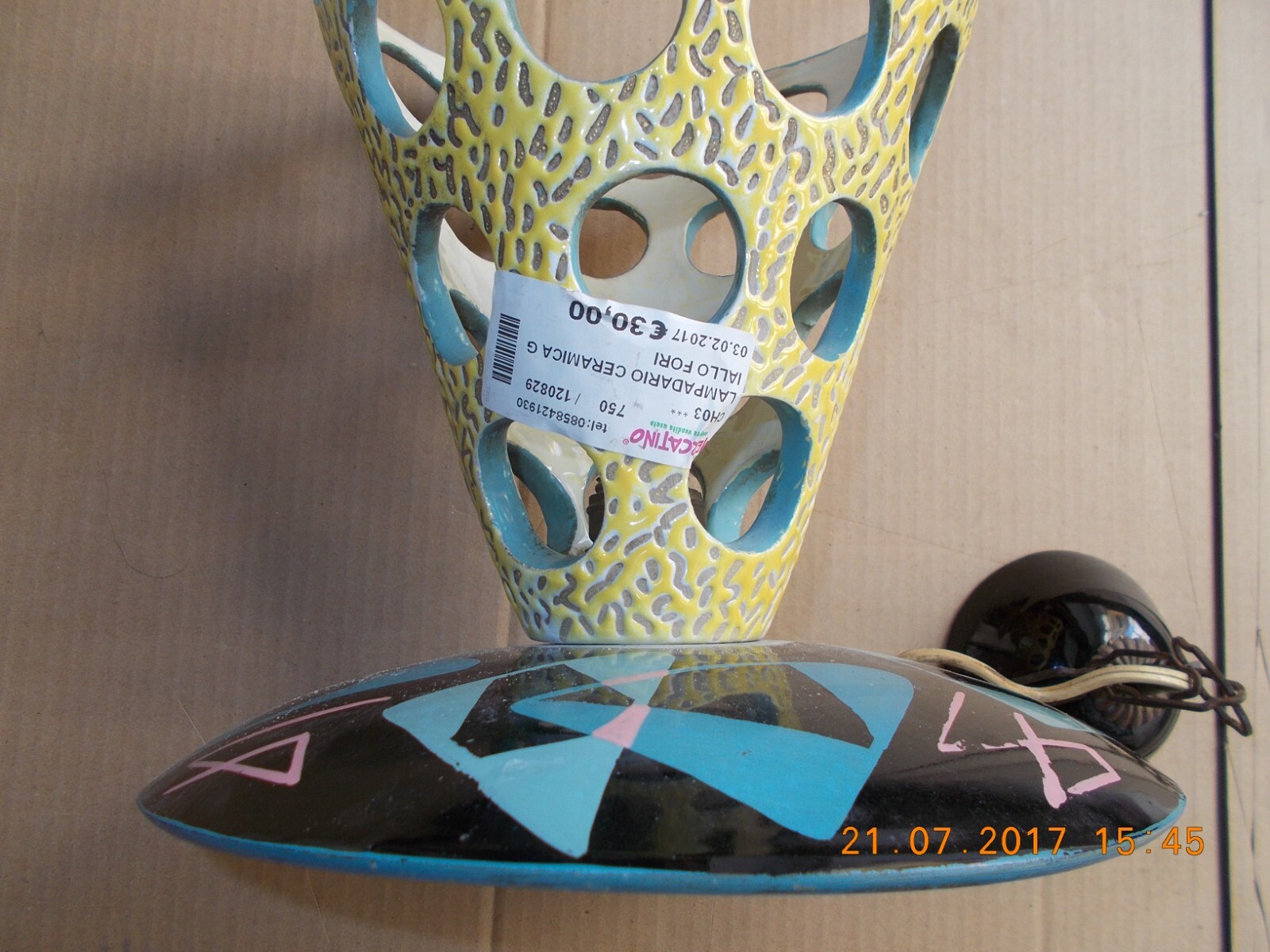 Lampadario Artistico In Ceramica Da Collezione
