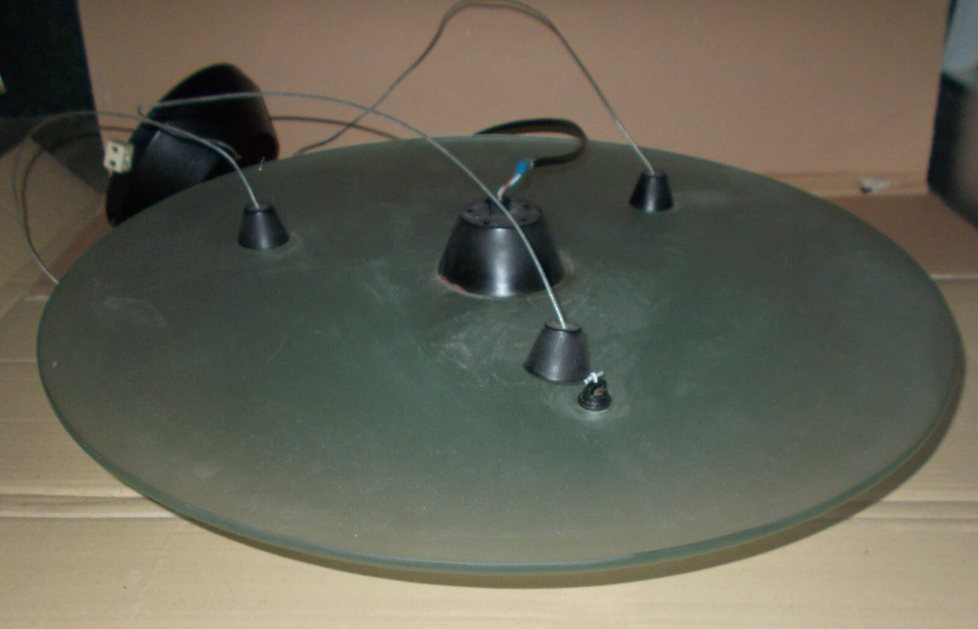 Lampada A Sospensione In Vetro Con Tre Dischi (modernariato)