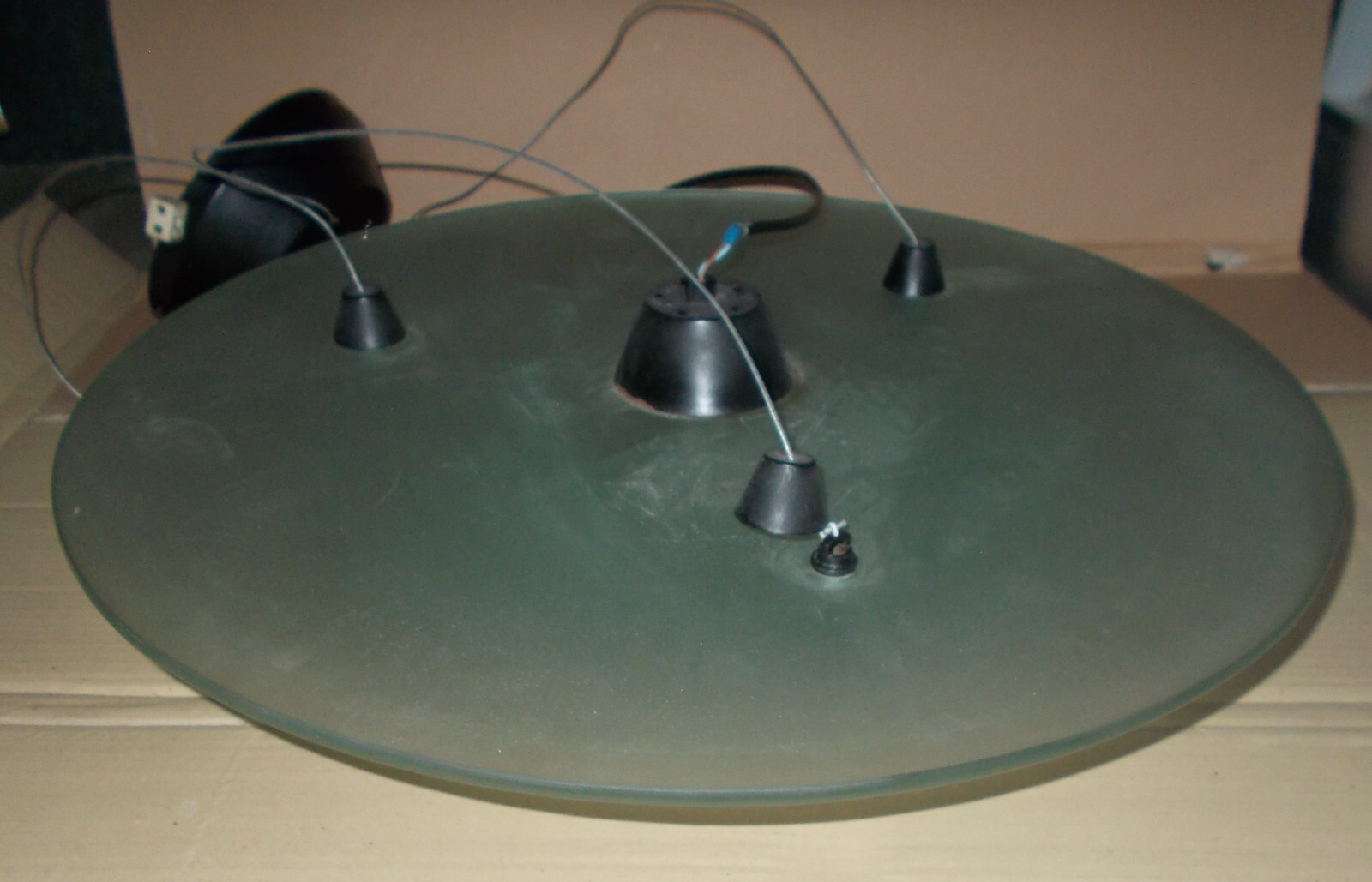 Lampada A Sospensione In Vetro Con Tre Dischi (modernariato)