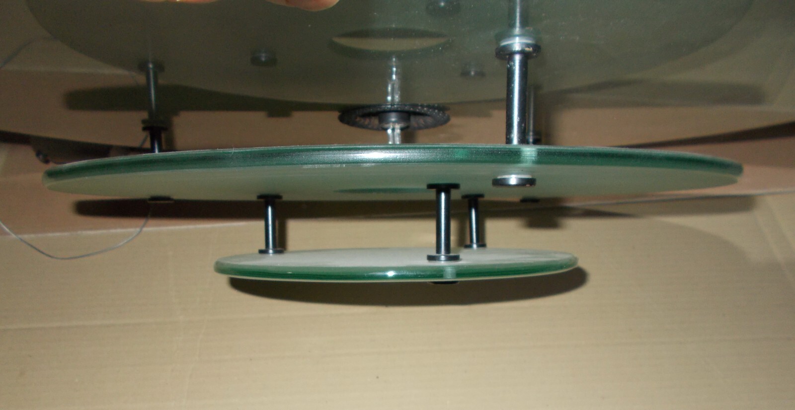 Lampada A Sospensione In Vetro Con Tre Dischi (modernariato)