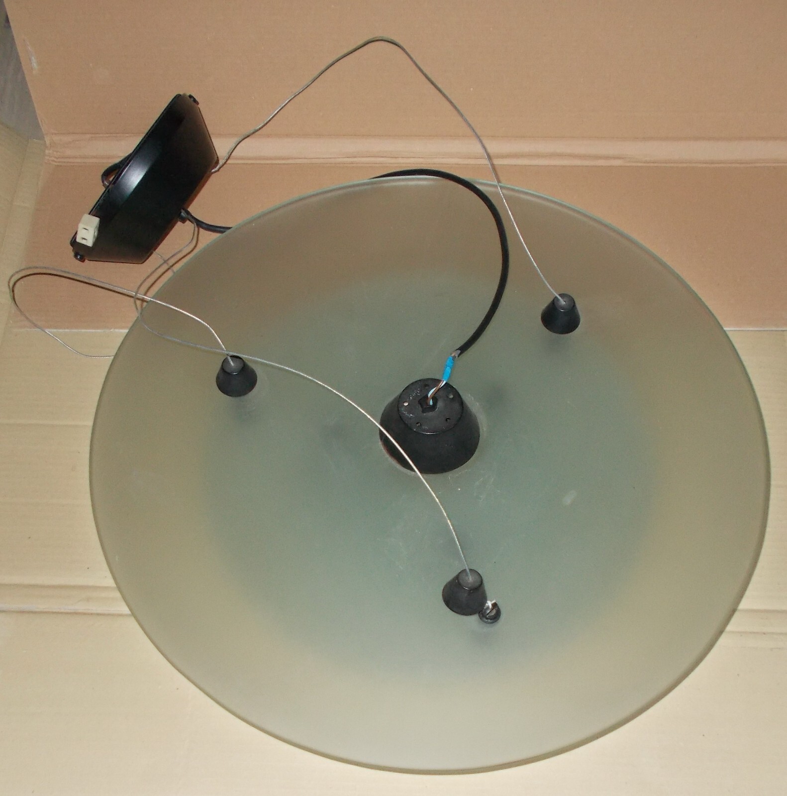 Lampada A Sospensione In Vetro Con Tre Dischi (modernariato)
