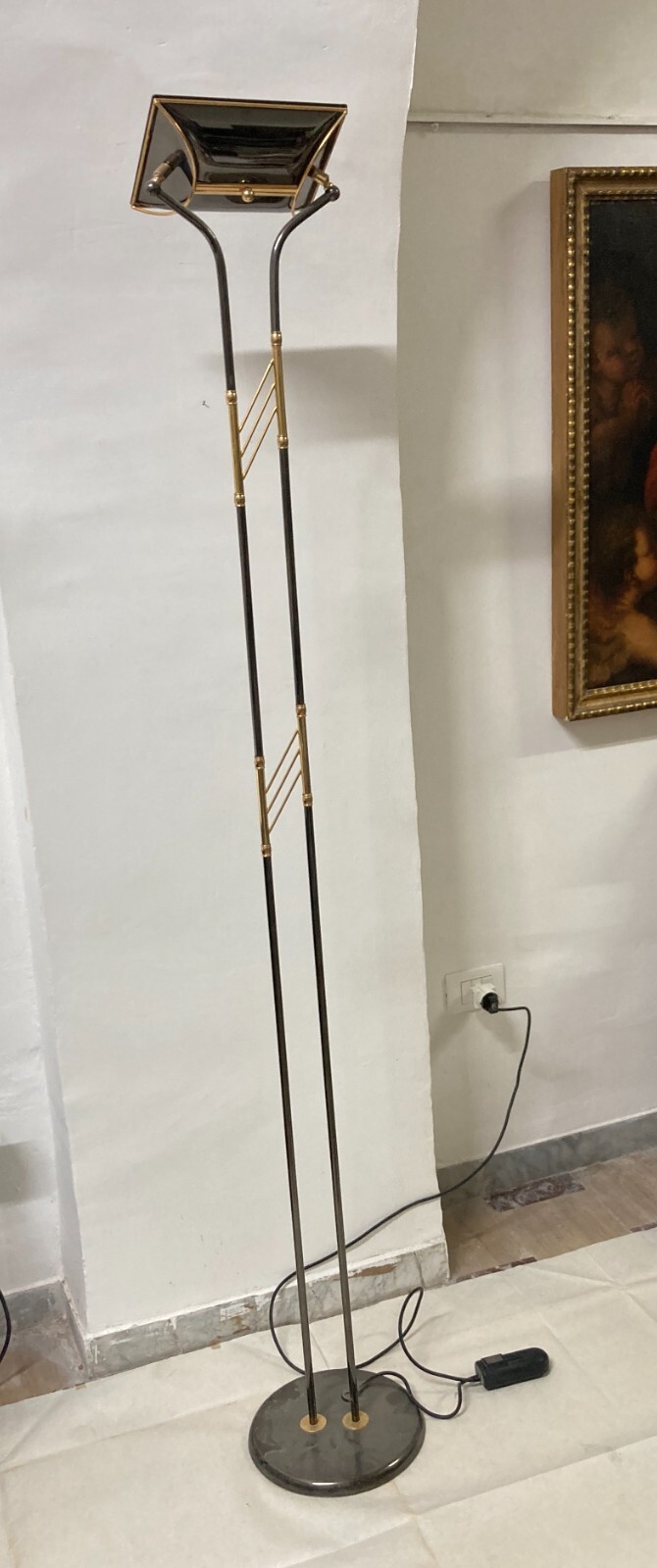 Lampada Piantana Di Design Modernariato Con Dorature, Vintage